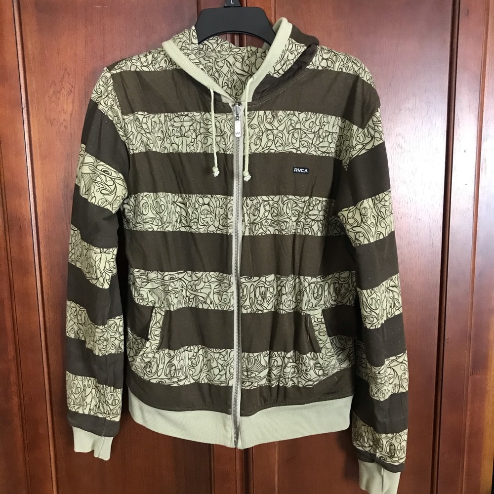 RCVA Brown Reversible Hoodie Full Zip Sweatshirt L
